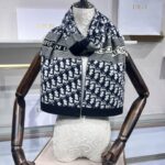  Dior Slanted Letter Knitted Long Scarf Black For Women