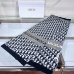  Dior Slanted Letter Knitted Long Scarf Black For Women