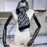  Dior Slanted Letter Knitted Long Scarf Black For Women