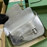 Gucci Horsebit 1955 Small Shoulder Bag Silver/Beige For Women 26.5cm / 10.4in 764155 FACX6 9761