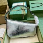 Gucci Horsebit 1955 Small Shoulder Bag Silver/Beige For Women 26.5cm / 10.4in 764155 FACX6 9761