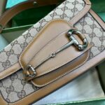 Gucci Horsebit 1955 Small Shoulder Bag Silver/Beige For Women 26.5cm / 10.4in 764155 FACX6 9761