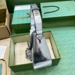 Gucci Horsebit 1955 Small Shoulder Bag Silver/Beige For Women 26.5cm / 10.4in 764155 FACX6 9761