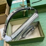 Gucci Horsebit 1955 Small Shoulder Bag Silver/Beige For Women 26.5cm / 10.4in 764155 FACX6 9761