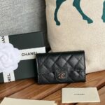 Chanel Classic Card Holder Silver Hardware Black For Women, Women's Wallet 4.5in/11.5cm