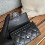 Chanel Classic Card Holder Silver Hardware Black For Women, Women's Wallet 4.5in/11.5cm