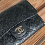Chanel Classic Card Holder Silver Hardware Black For Women, Women's Wallet 4.5in/11.5cm
