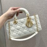Christian Dior Lady D-Joy Bag White For Women 10.2in/26cm
