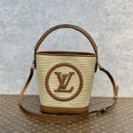 Louis Vuitton Petit Bucket Raffia Beige For Women ‎9.4in/24cm