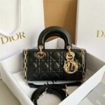Christian Dior Small Lady D-Joy Bag Black For Women 9in/22cm