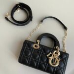 Christian Dior Small Lady D-Joy Bag Black For Women 9in/22cm