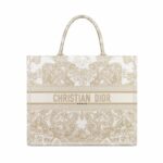 Christian Dior Large Dior Book Tote Gold-Tone And White Bag For Women M1286ZESV_M01E- 16.5 Inches / 42 Cm