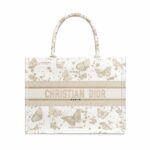 Christian Dior Medium Dior Book Tote Gold-Tone And White Bag For Women M1296ZESU_M01E- 14 Inches / 36 Cm