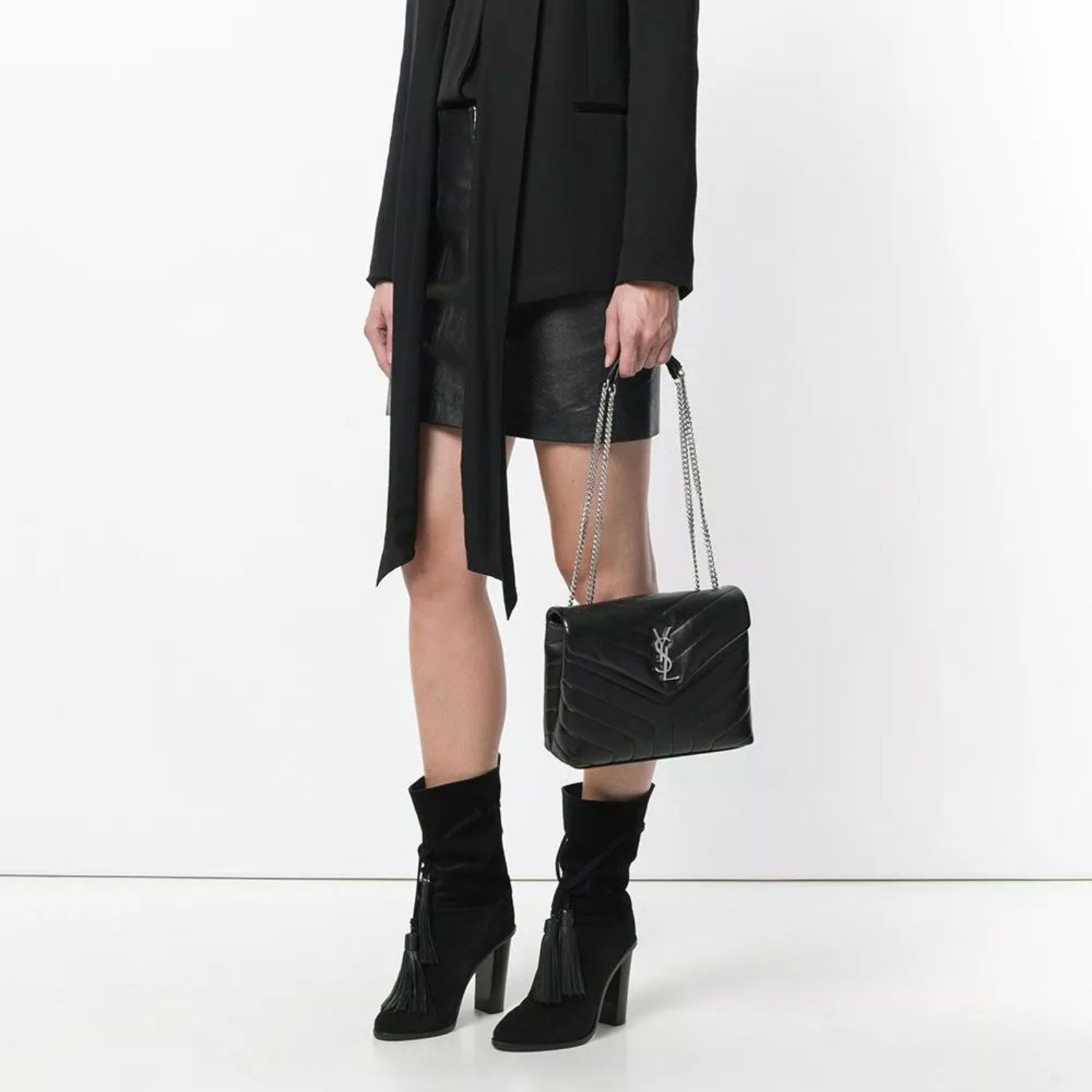 Saint Laurent Loulou Small Chain Bag In Matelassé "Y" Black For Women 9.8in/23cm YSL 494699DV7261000