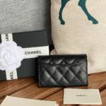 Chanel Classic Card Holder Silver Hardware Black For Women, Women's Wallet 4.5in/11.5cm