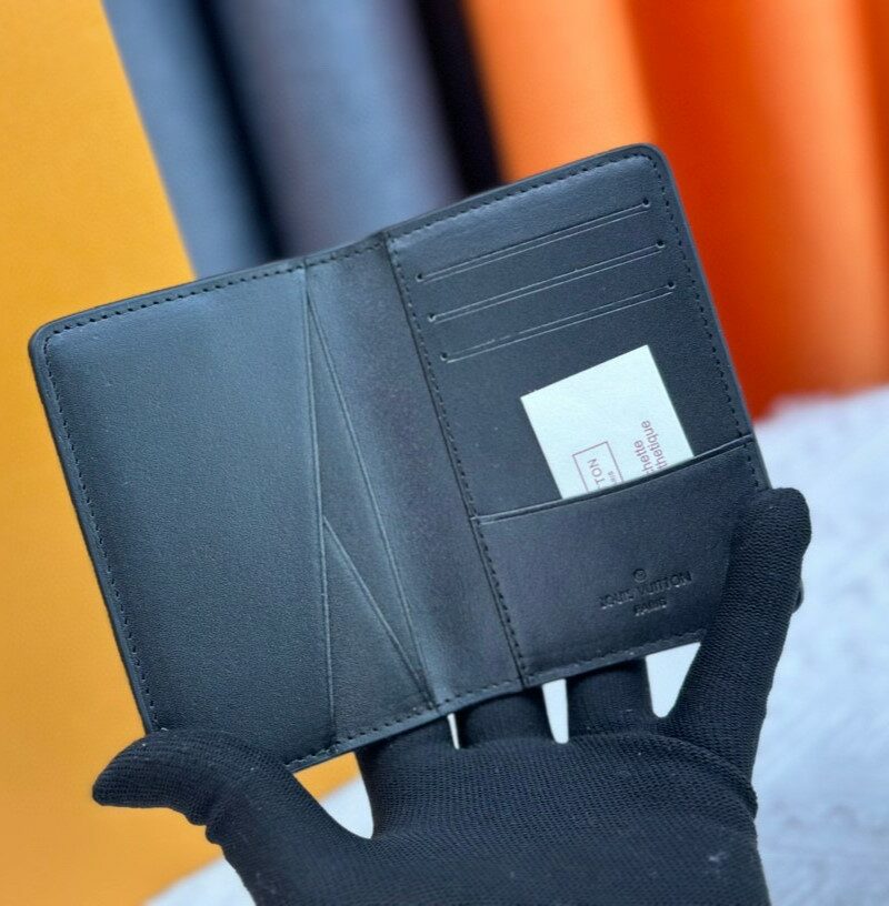 Louis Vuitton Pocket Organizer In Black Monogram Shadow Calfskin For Men, Men's Wallet 11cm LV M62899