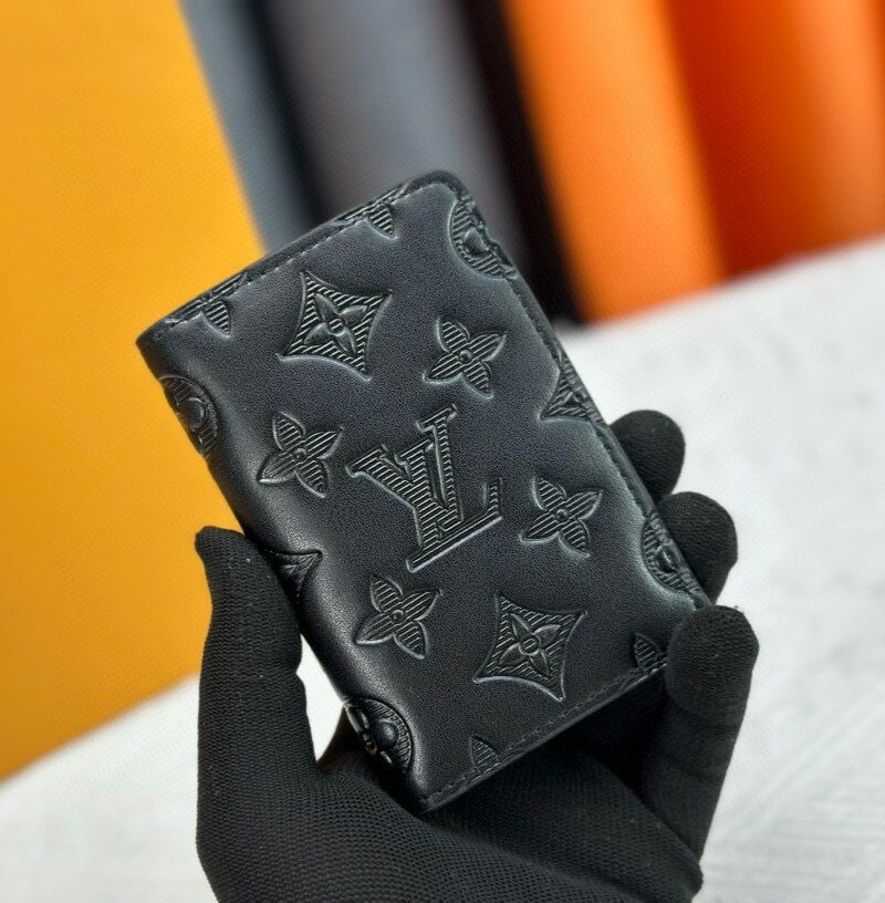 Louis Vuitton Pocket Organizer In Black Monogram Shadow Calfskin For Men, Men's Wallet 11cm LV M62899