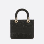 Christian Dior Medium Lady D-Lite Bag Black For Women M0565OSEL_M911- 9.5 Inches/ 24 Cm