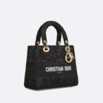Christian Dior Medium Lady D-Lite Bag Black For Women M0565OSEL_M911- 9.5 Inches/ 24 Cm