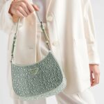 Prada Cleo Satin Bag With Crystals Aqua For Women 22cm/ 8.6 in - 1BC169_2AWL_F0934_V_HOO