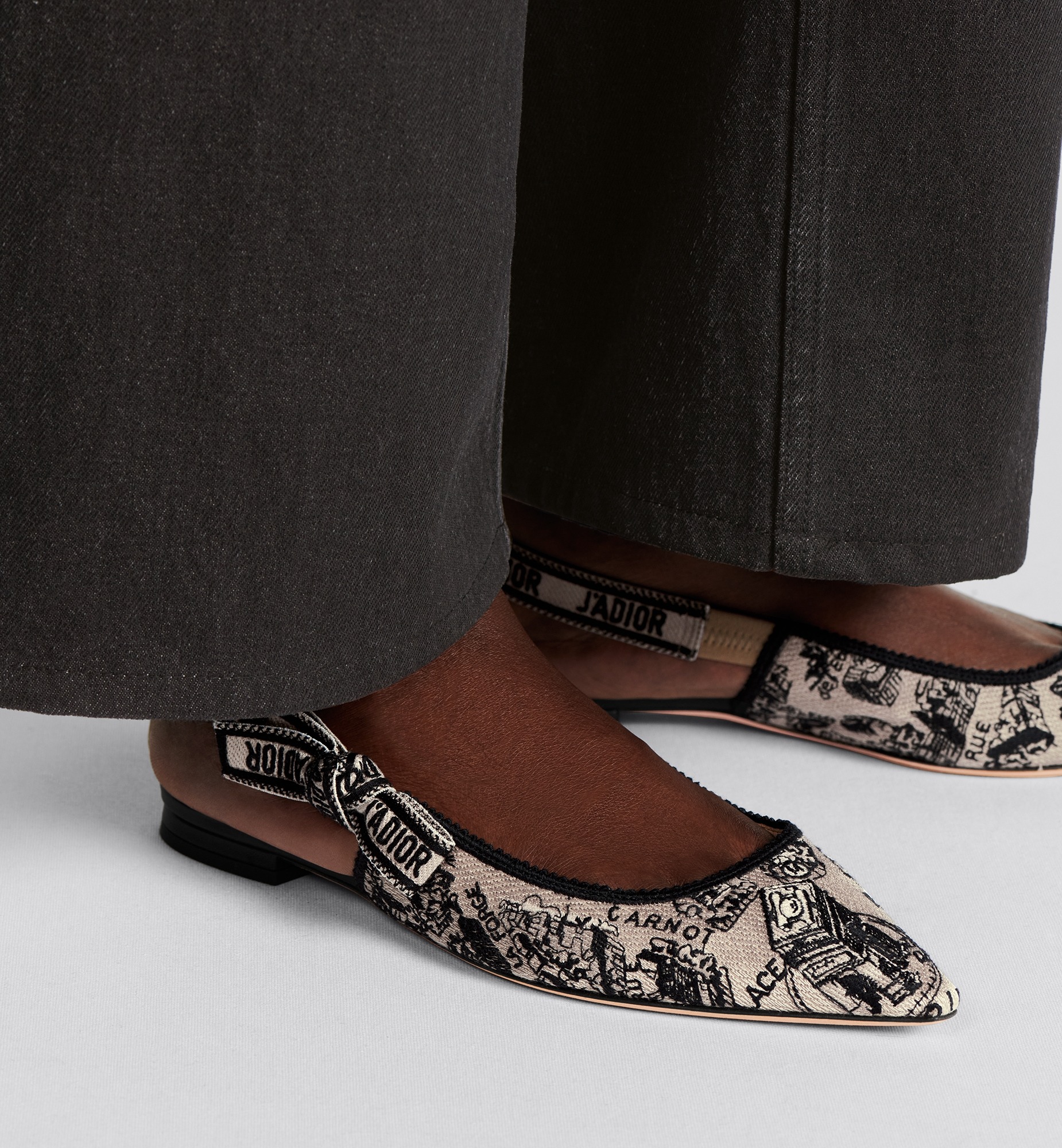 Christian Dior J'Adior Slingback Flat Beige And Black For Women- KDB660KPY_S37U