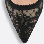 Christian Dior J'Adior Slingback Flat Transparent Mesh Embroidered With Black Butterfly Motif For Women- KDB806BYE_S900