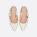 Christian Dior J'Adior Slingback Flat White And Gold-Tone For Women- KDB660ESR_S49K