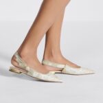 Christian Dior J'Adior Slingback Flat White And Gold-Tone For Women- KDB660ESR_S49K