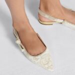 Christian Dior J'Adior Slingback Flat White And Gold-Tone For Women- KDB660ESR_S49K