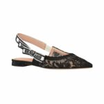 Christian Dior J'Adior Slingback Flat Transparent Mesh Embroidered With Black Butterfly Motif For Women- KDB806BYE_S900