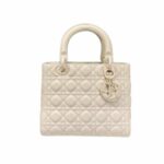 Christian Dior Medium Lady Dior Bag Dark White For Women 9.5in/24cm
