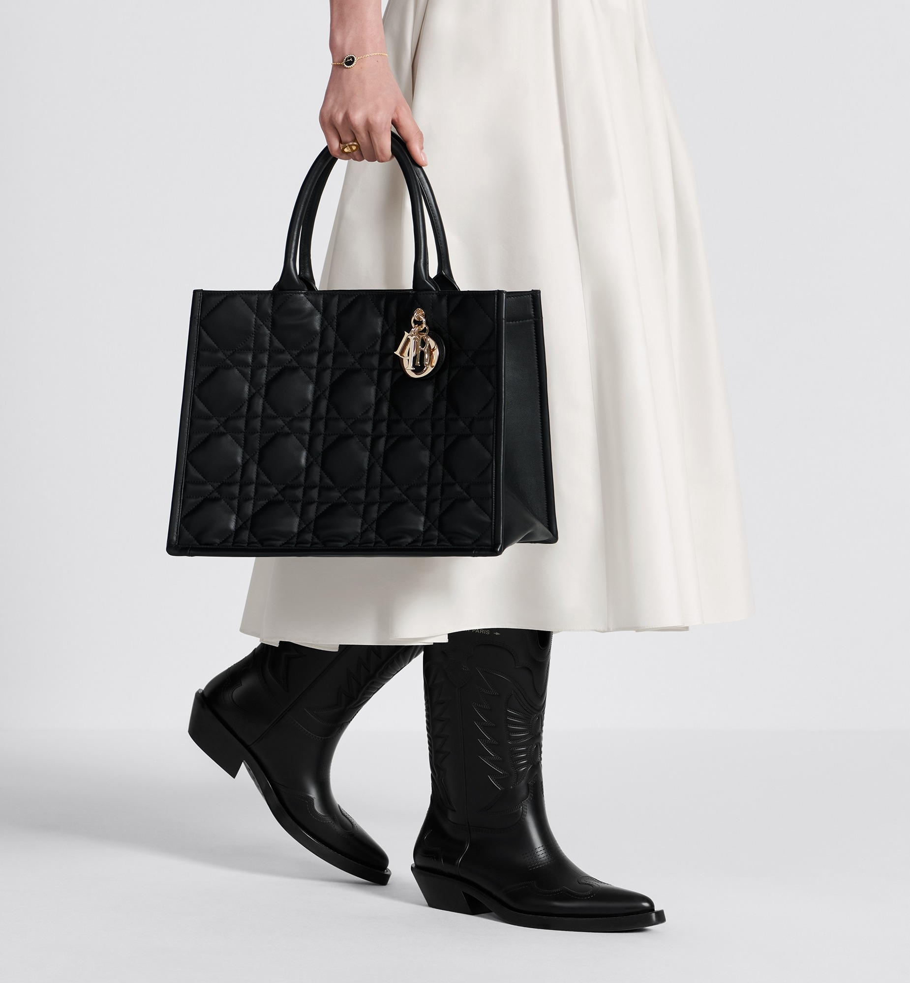 Christian Dior Medium Dior Book Tote Bag Black For Women M1324OWHP_M900 - 36.5 Cm/ 14.5 Inches