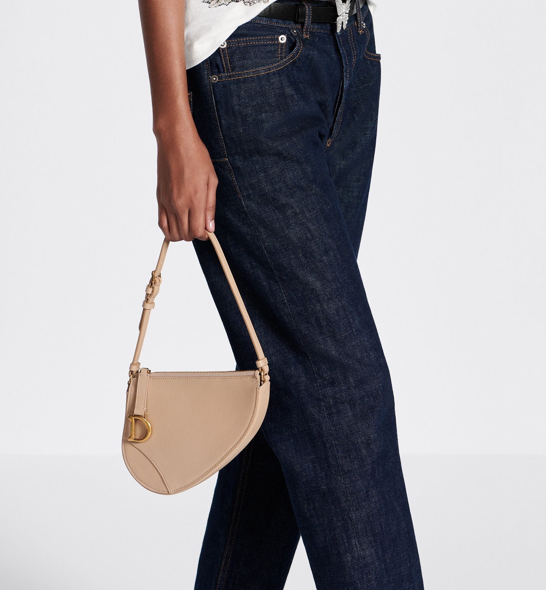 Christian Dior Saddle Rodeo Pouch Biscuit For Women S5909CCEH_M55U - 20 Cm/ 8 Inches