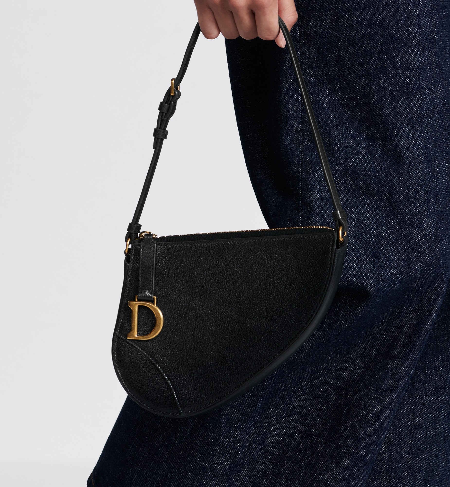 Christian Dior Saddle Rodeo Pouch Black For Women S5909CCEH_M900 - 20 Cm/ 8 Inches