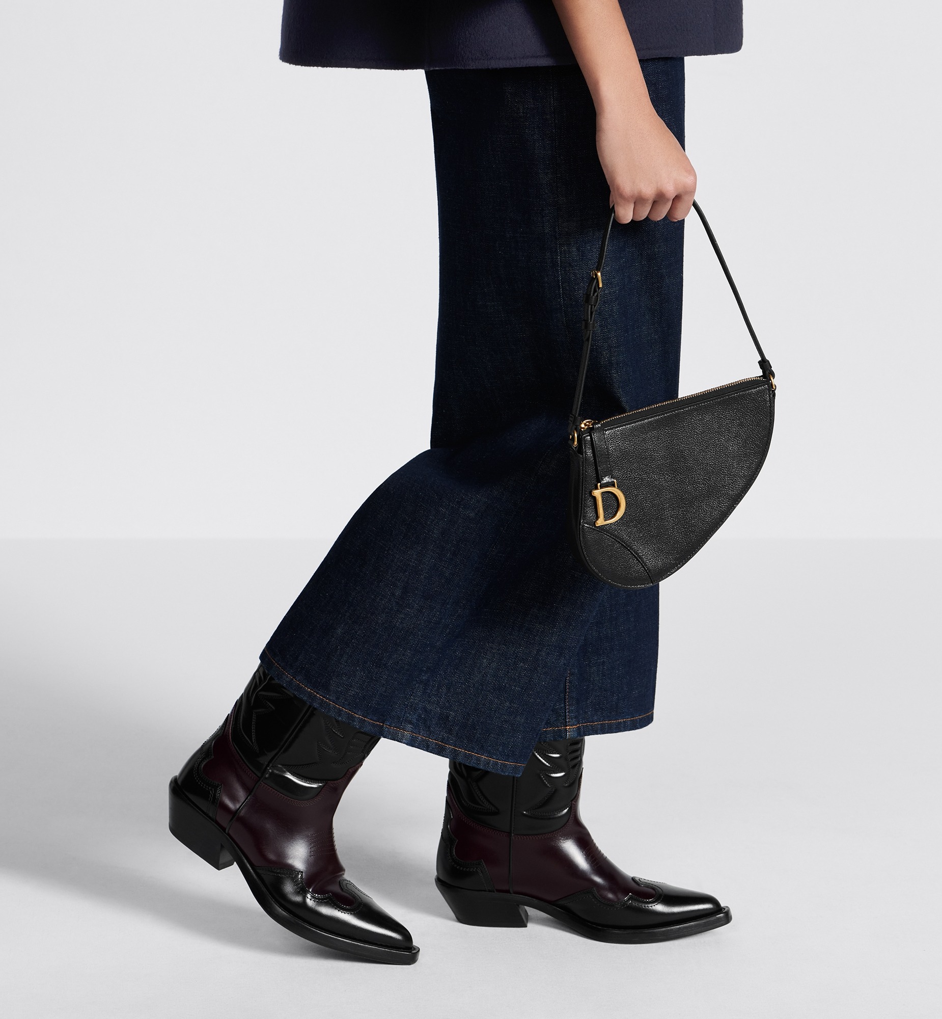 Christian Dior Saddle Rodeo Pouch Black For Women S5909CCEH_M900 - 20 Cm/ 8 Inches