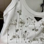 Dior Bead Flower Short-Cut Vest White For Women