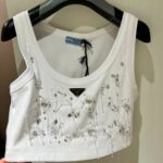 Dior Bead Flower Short-Cut Vest White For Women