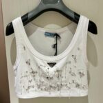 Dior Bead Flower Short-Cut Vest White For Women