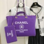 Chanel Deauville Tote Bag Pouch Purple For Women 34cm / 13.39in