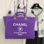 Chanel Deauville Tote Bag Pouch Purple For Women 34cm / 13.39in