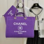 Chanel Deauville Tote Bag Pouch Purple For Women 34cm / 13.39in