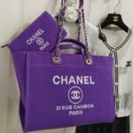 Chanel Deauville Tote Bag Pouch Purple For Women 34cm / 13.39in