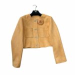 Chanel Pocket Short Coats Jacket Brown For Women