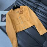 Chanel Pocket Short Coats Jacket Brown For Women