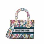 Christian Dior Medium Lady D-Lite Bag White Multicolor For Women M0565OECJ_M933 - 24 Cm/ 9.5 Inches
