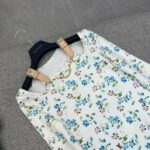Louis Vuitton Floral Long Sleeve Dress White For Women