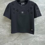 Chanel Hollow Camellia T-Shirt Black For Women