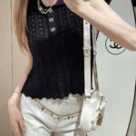 Chanel Hollow Knitted Sleeveless Vest Black For Women