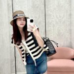 Dior Striped Knitted Camisole White For Women