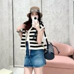 Dior Striped Knitted Camisole White For Women